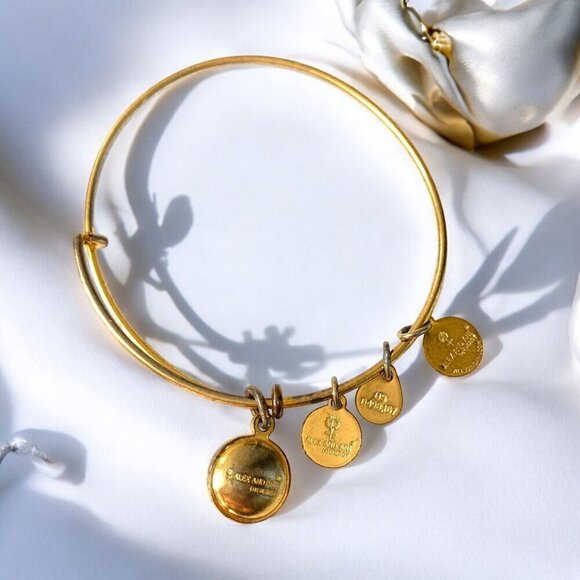 Alex and Ani Sapphire September Birthstone Charm Bracelet Gold 2"- 3.5" - Picture 2 of 2